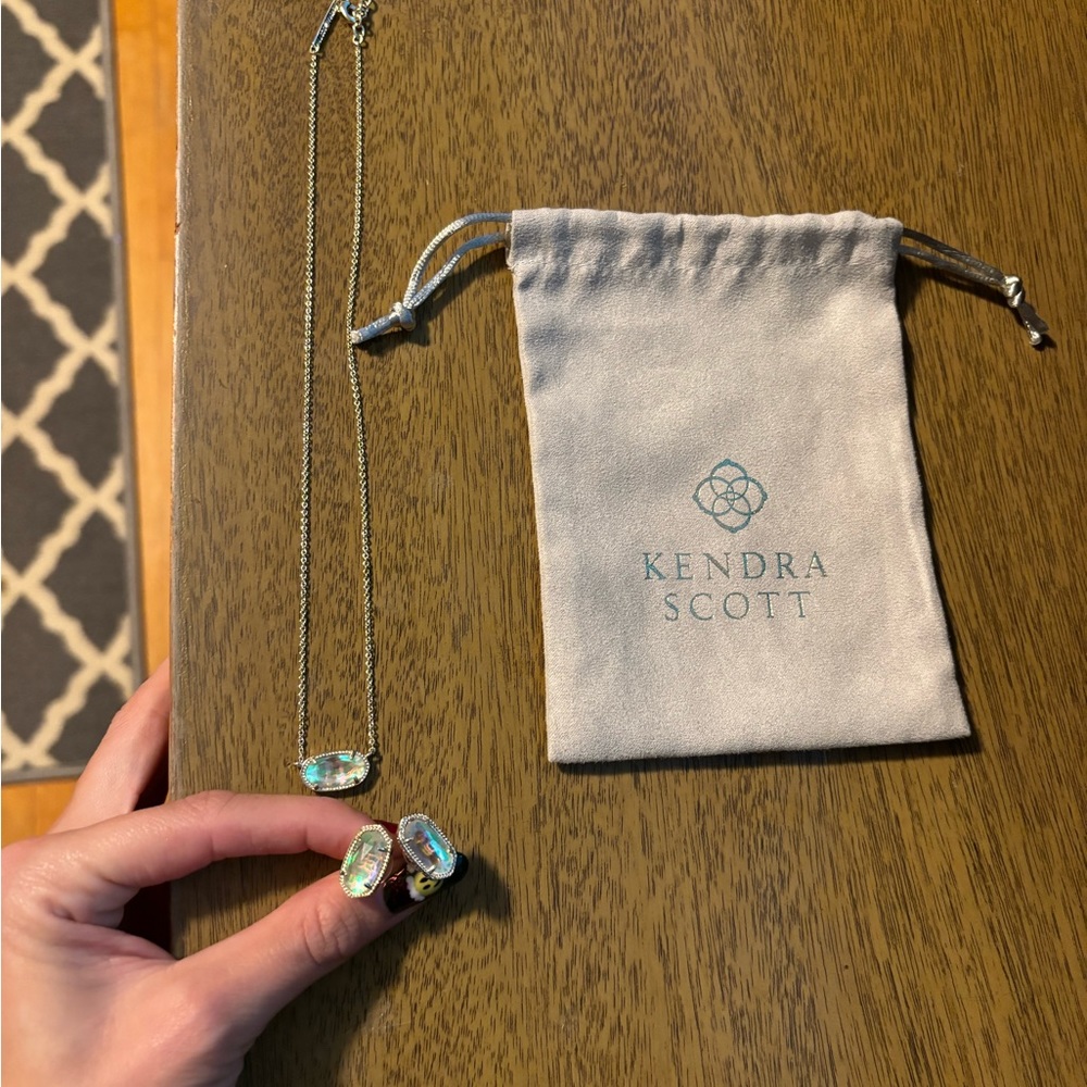 Dichroic Glass Kendra Scott Necklace & Earrings Set